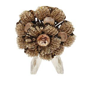 Vintage Rare Signed Amourelle Frank Hess Beaded Floral Brooch (A649)